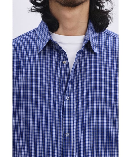 Box Silhouette Blue Check Wide Shirt