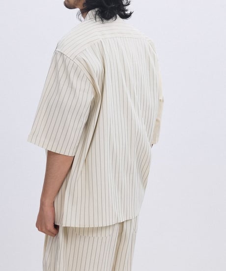 Bi-Stripe Big Pocket Open Collar Shirt