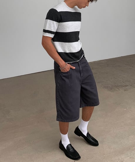 Striped Knit Short Sleeve T-Shirt / 2color