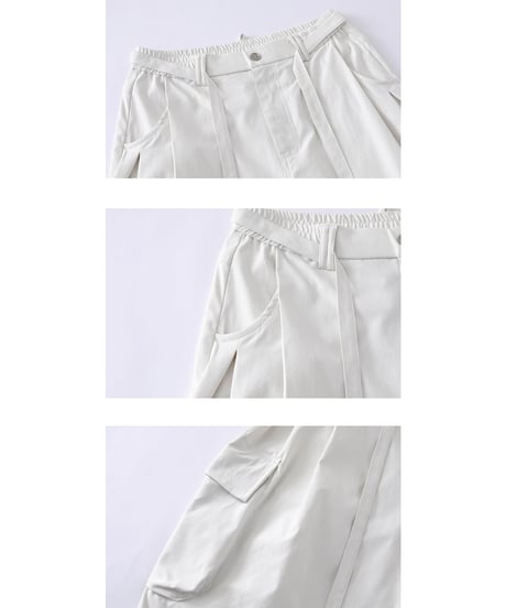 Cord Design 6length Wide Cargo Pants  / 2color
