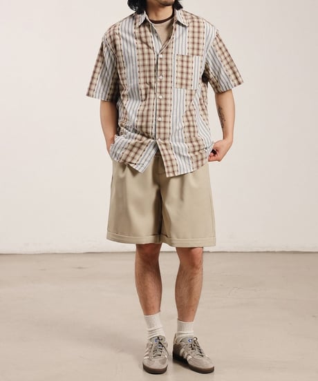 Check Stripe Wide Shirt / 3color