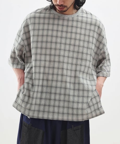 Seersucker Check Loose Fit T-Shirt / 3color