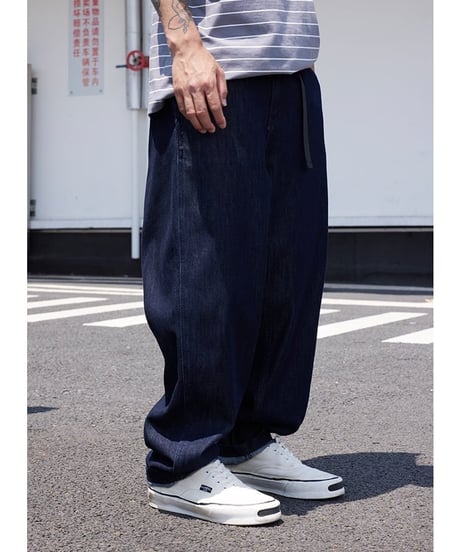 Belted Wide Tapered Denim Pants / 3color