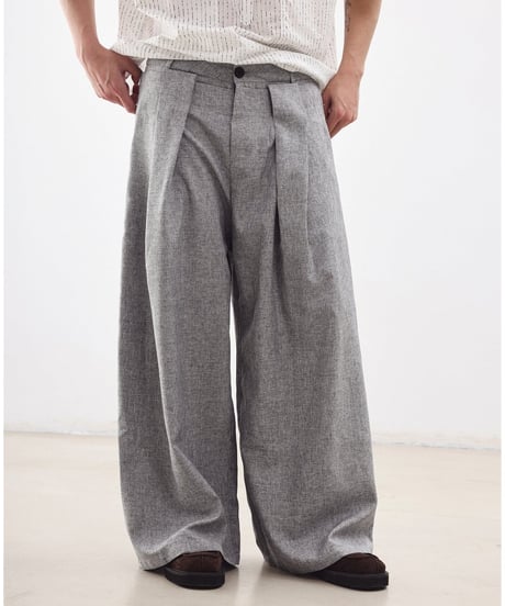 Double Wide Pleats Loose Straight Pants  / 2color