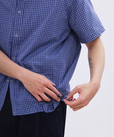Box Silhouette Blue Check Wide Shirt