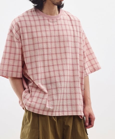 Seersucker Check Loose Fit T-Shirt / 3color