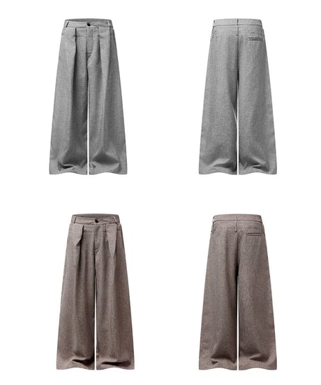 Double Wide Pleats Loose Straight Pants  / 2color