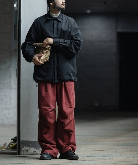 Drawstring Knee Pleated Baggy Easy Pants / 4color