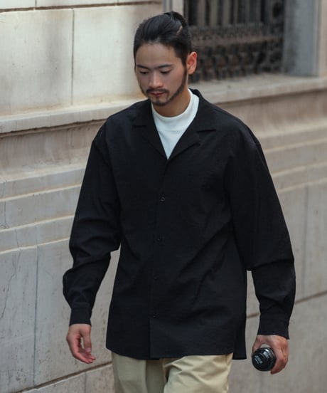 RELAX FIT OPEN COLLAR L/S SHIRT