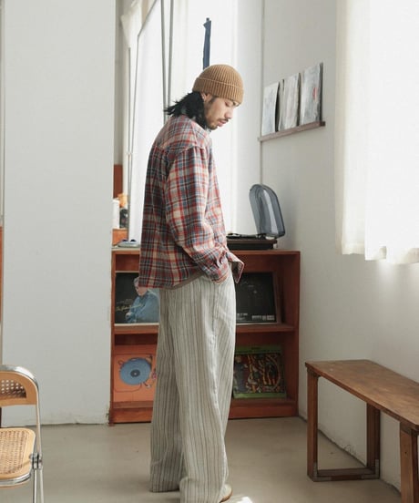 Retro Beige Striped Lounge Pants