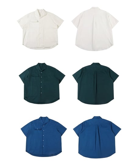 Open Collar 4-Pocket Drape Shirt / 3color