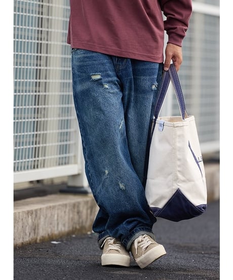 Wide Form Damage Denim Pants