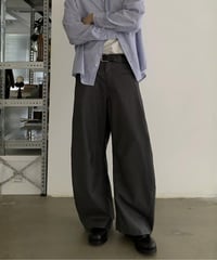 Retro Curved Wide-Leg Pants / 2color