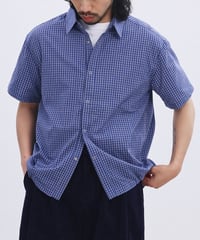 Box Silhouette Blue Check Wide Shirt