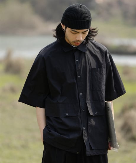 LOOSE LAPEL MULTI-POCKET SHIRT / 2COLORS