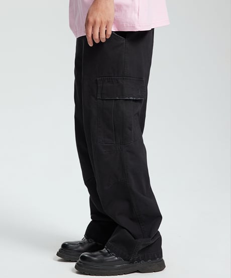 BASIC WASHED CARGO CHINO PANTS / 2COLORS