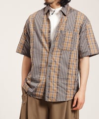 Check Stripe Wide Shirt / 3color