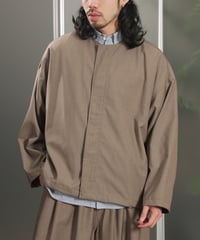 Collarless Loose-Fit Zip Jacket / 2color