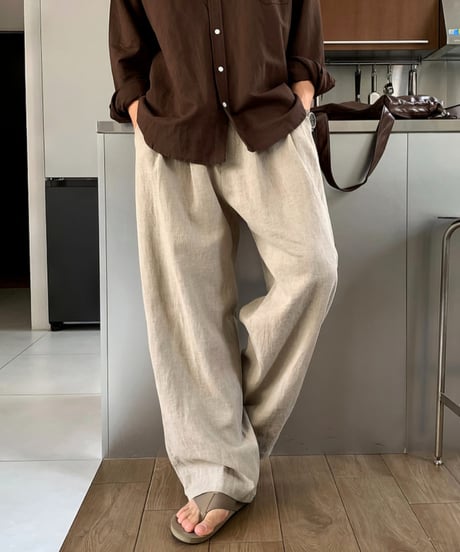 Relaxed-Fit Linen Wide Pants / 4color
