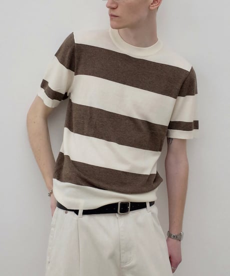Striped Knit Short Sleeve T-Shirt / 2color
