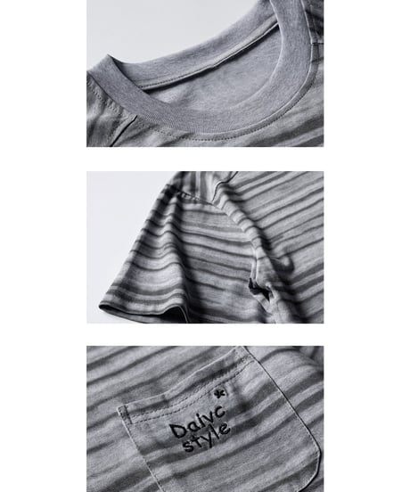 Embroidered Melange Border Slit T-Shirt  / 2color