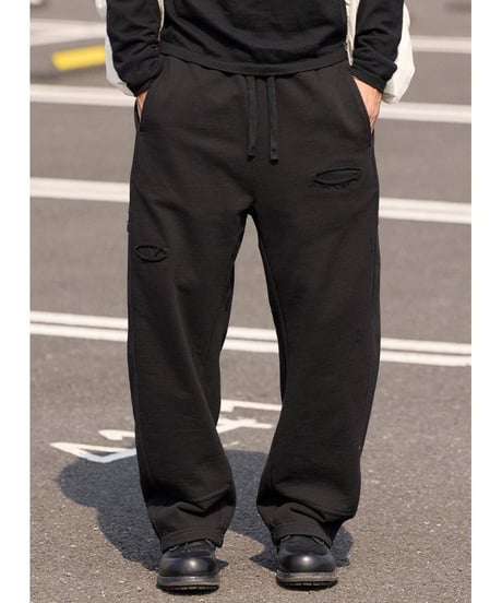 Damage Black Sweat Pants