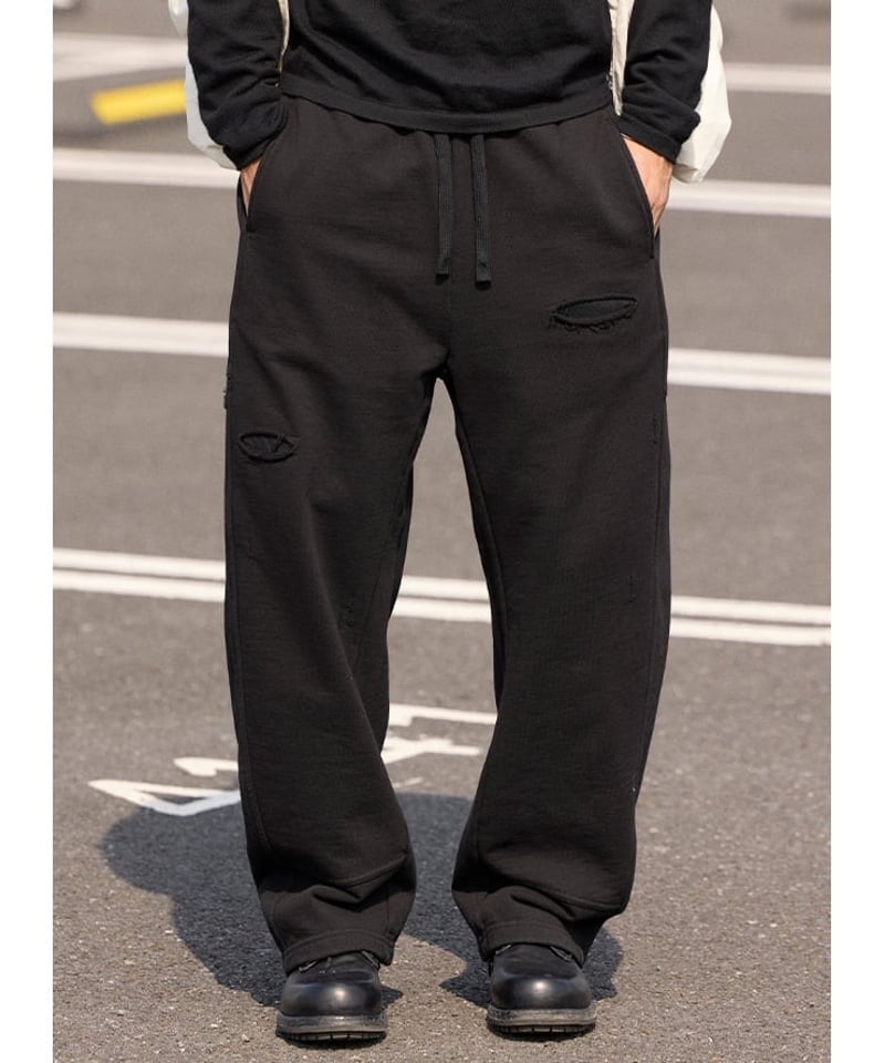 Damage Black Sweat Pants | keels