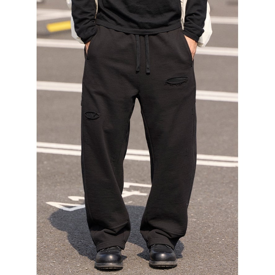Damage Black Sweat Pants | keels