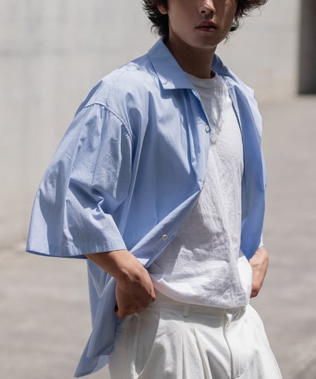 Open Collar Pin Stripe Loose Silhouette Shirt