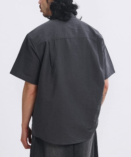 Shrink Band Collar Wide Form Shirt  / 2color