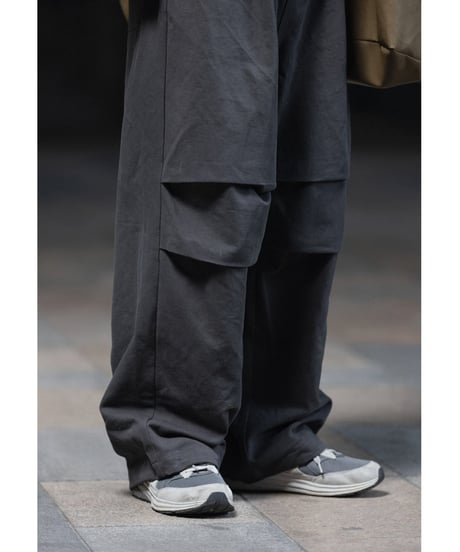Drawstring Knee Pleated Baggy Easy Pants / 4color