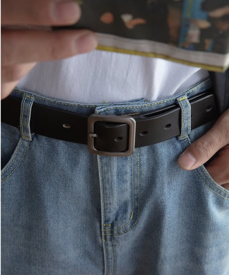 SQUARE BUCKLE LEATHER BELT /2COLOR