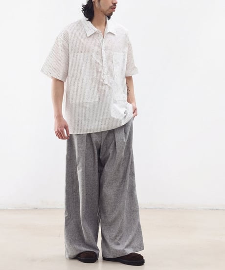 Double Wide Pleats Loose Straight Pants  / 2color