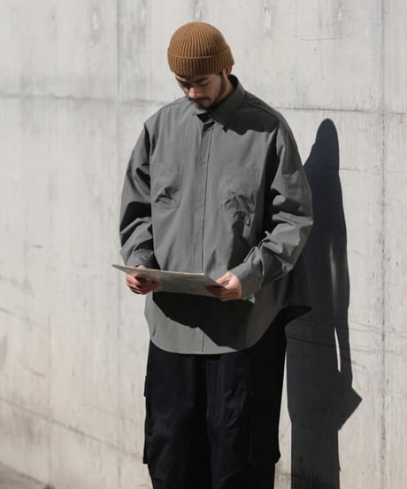 LOOSE OFF-SHOULDER WORK SHIRT/ 2COLORS