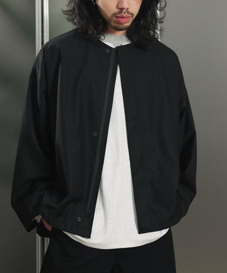 Collarless Loose-Fit Zip Jacket / 2color