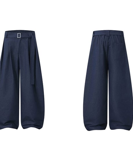 Belted Wide Easy Slacks Pants