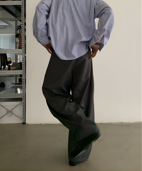 Retro Curved Wide-Leg Pants / 2color