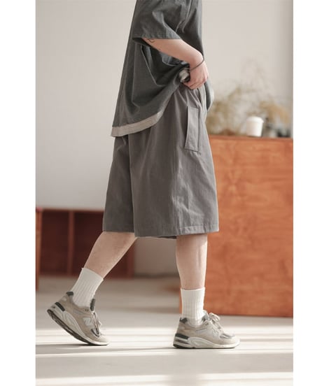 Pale Color Wide Silhouette Easy Short Pants / 4color