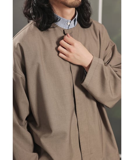 Collarless Loose-Fit Zip Jacket / 2color