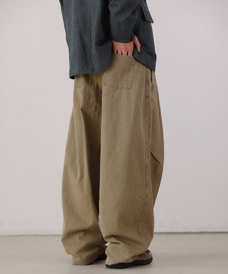 Stitch Tuck Wide Work Pants  / 2color