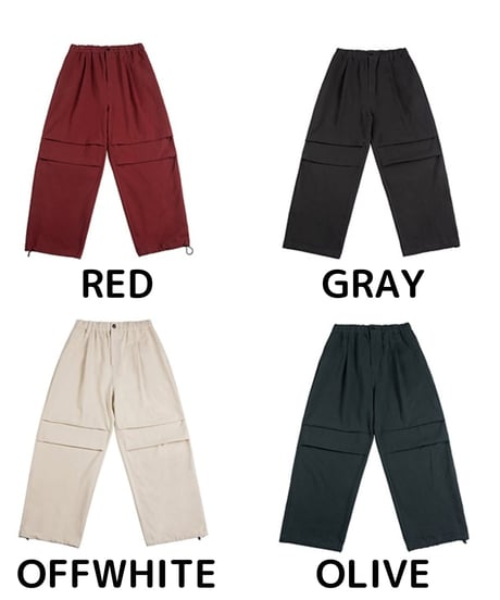 Drawstring Knee Pleated Baggy Easy Pants / 4color