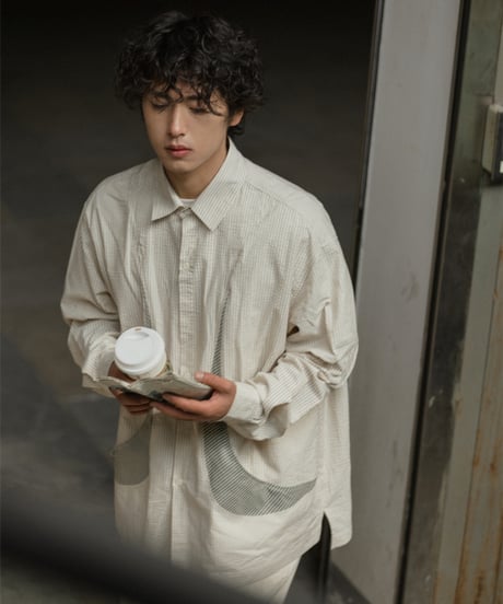 shaped pocket stripe l/s shirt / 3colors