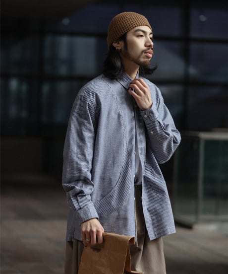 shaped pocket stripe l/s shirt / 3colors