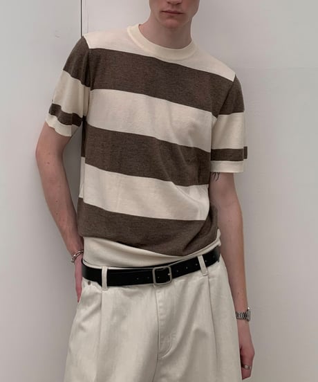 Striped Knit Short Sleeve T-Shirt / 2color