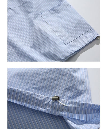 Pale Stripe Band Collar Pullover Shirt