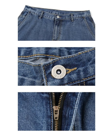 Baggy Silhouette Washed Denim Short Pants / 3color