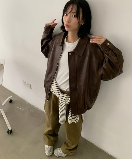 Single Leather Jacket / 2color