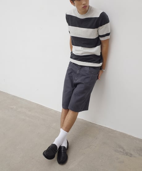 Striped Knit Short Sleeve T-Shirt / 2color