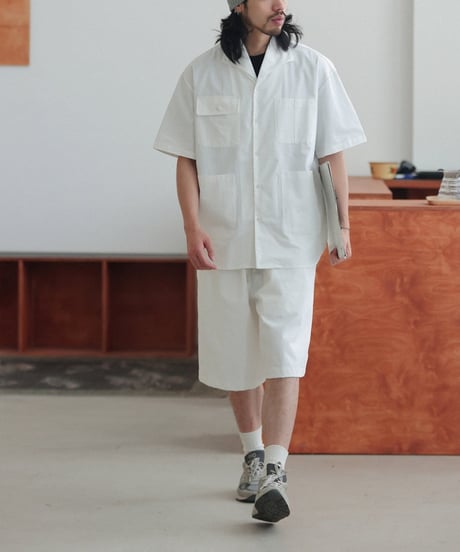 Open Collar 4-Pocket Drape Shirt / 3color