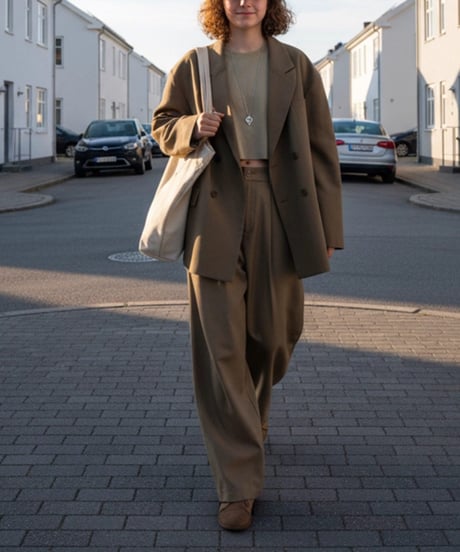 Relaxed Double Jacket & Wide Easy Pants / Set Up